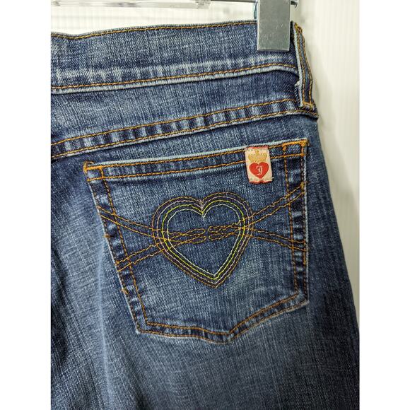 Y2K Juicy Couture Jeans Low Rise Boot Cut Heart Stitching Back Pockets 30 - Picture 4 of 9